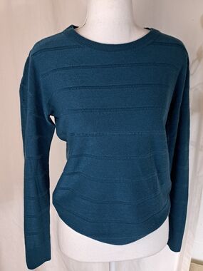Jacqueline DeYong Teal Crewneck Fine Knit Sweater - XS